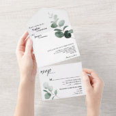 Invitation Tout En Un Mariage blanc vert moderne (Déchirure)