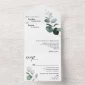 Invitation Tout En Un Mariage blanc vert moderne (À l'intérieur)