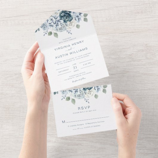 Invitation Tout En Un Mariage bleu (Déchirure)