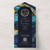 Invitation Tout En Un Mariage bleu céleste (À l'intérieur)