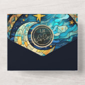 Invitation Tout En Un Mariage bleu céleste (Verso)