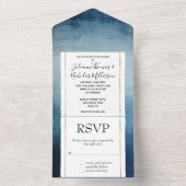 Invitation Tout En Un Mariage bleu chic (À l'intérieur)