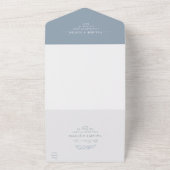 Invitation Tout En Un Mariage bleu dusty à branche minimale (Dehors)