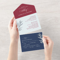 Mariage Bleu et Bourgogne moderne avec RSVP perfor