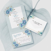 Invitation Tout En Un Mariage bleu et vert menthe