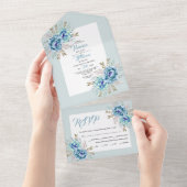 Invitation Tout En Un Mariage bleu et vert menthe (Déchirure)