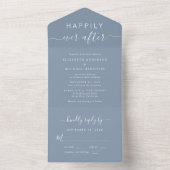 Invitation Tout En Un Mariage bleu foncé chic (À l'intérieur)