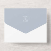 Invitation Tout En Un Mariage bleu foncé contemporain (Verso)