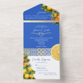 Invitation Tout En Un Mariage bleu italien (À l'intérieur)