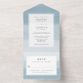 Invitation Tout En Un Mariage bleu moderne (À l'intérieur)