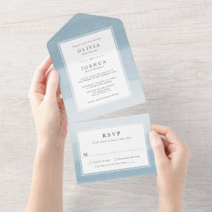 Invitation Tout En Un Mariage bleu moderne