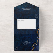 Invitation Tout En Un Mariage Bleu Nuit et Agate Dorée (Dehors)