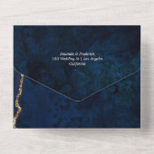 Invitation Tout En Un Mariage Bleu Nuit et Agate Dorée (Verso)