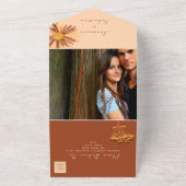 Invitation Tout En Un Mariage Bohème Floral Orange Brûlé (Dehors)