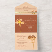 Invitation Tout En Un Mariage Bohème Floral Orange Brûlé (À l'intérieur)