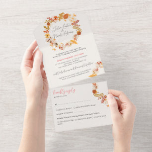 Invitation Tout En Un Mariage Bohème Floral Rustique Automne Chute de Ma