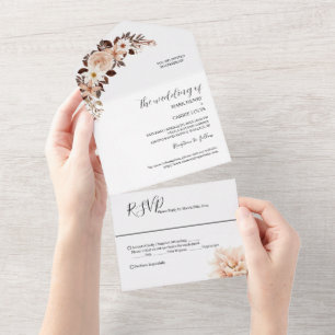 Invitation Tout En Un Mariage Bohème Floral Terracotta