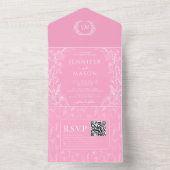 Invitation Tout En Un Mariage bohème rose chaud (À l'intérieur)