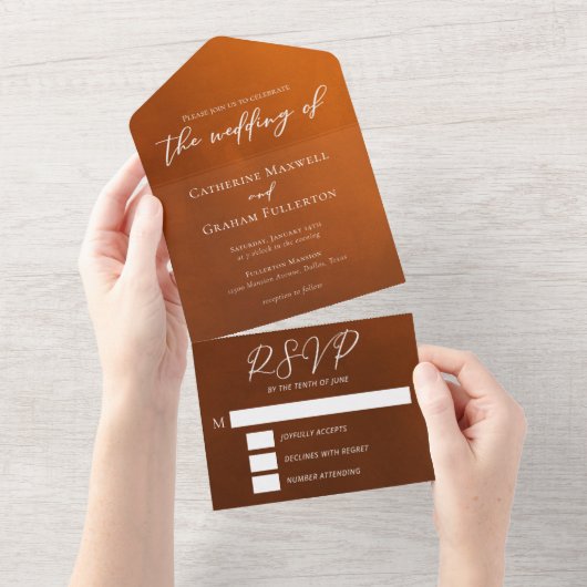 Invitation Tout En Un Mariage bohémien rustique brûlé (Déchirure)