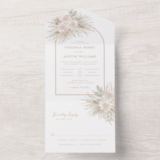 Invitation Tout En Un Mariage Boho (À l'intérieur)