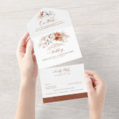 Invitation Tout En Un Mariage Boho exotique en terre cuite et fleurs bla (Déchirure)