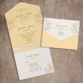 Invitation Tout En Un Mariage Boho jaune