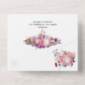 Invitation Tout En Un Mariage Boho King Protea Blossoms (Verso)