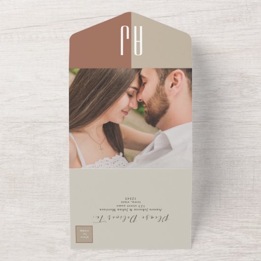 Invitation Tout En Un Mariage Boho moderne simple (Dehors)