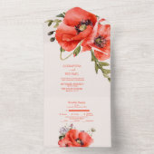 Invitation Tout En Un Mariage Boho Neutral Aquarelle Poppies (À l'intérieur)