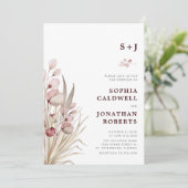 Invitation Tout en Un Mariage Boho Rose Eucalyptus Palmier Sé (Debout devant)