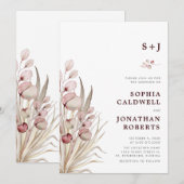 Invitation Tout en Un Mariage Boho Rose Eucalyptus Palmier Sé (Devant / Derrière)