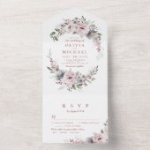 Invitation Tout En Un Mariage boho rustique couleur rose pâle (À l'intérieur)