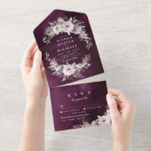 Invitation Tout En Un Mariage boho rustique violet couleur rose pastel (Déchirure)