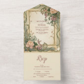 Invitation Tout En Un Mariage botanique élégant Art Nouveau (À l'intérieur)