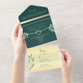 Invitation Tout En Un Mariage botanique Emerald Green (Déchirure)