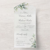 Invitation Tout En Un Mariage botanique Feuille Eucalyptus Green (À l'intérieur)