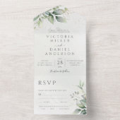 Invitation Tout En Un Mariage botanique Feuille Eucalyptus Green (À l'intérieur)