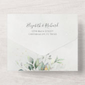 Invitation Tout En Un Mariage botanique Feuille Eucalyptus Green (Verso)