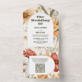 Invitation Tout En Un Mariage botanique Fleur sauvage de code QR (À l'intérieur)