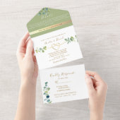Invitation Tout En Un Mariage Botanique Gold Sage Green (Déchirure)