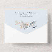 Invitation Tout En Un Mariage botanique moderne Dusty Blue Pink (Verso)