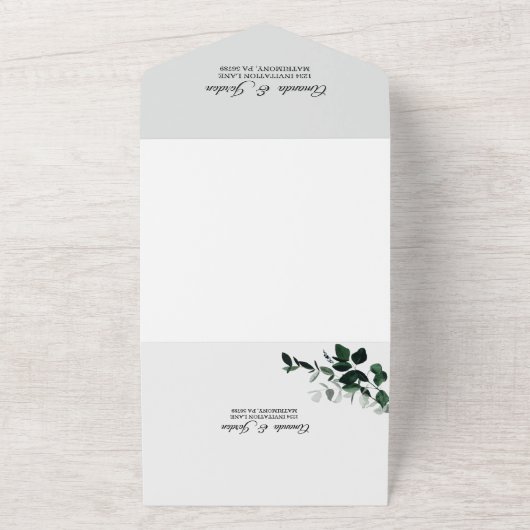 Invitation Tout En Un Mariage Botanique Neutre Tout En Un (Dehors)