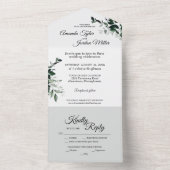 Invitation Tout En Un Mariage Botanique Neutre Tout En Un (À l'intérieur)