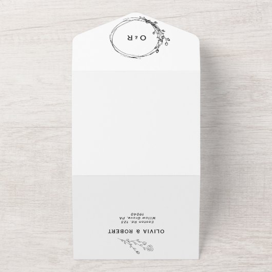 Invitation Tout En Un Mariage Botanique Rustique Moderne Tout en un invi (Dehors)