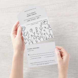Invitation Tout En Un Mariage Botanique Rustique Moderne Tout en un invi