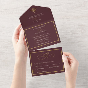 Invitation Tout En Un Mariage Bourguignon à l'ancienne