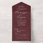 Invitation Tout En Un Mariage bourguignon simple et élégant (À l'intérieur)