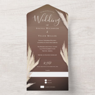 Invitation Tout En Un Mariage Brown Pampas Grass