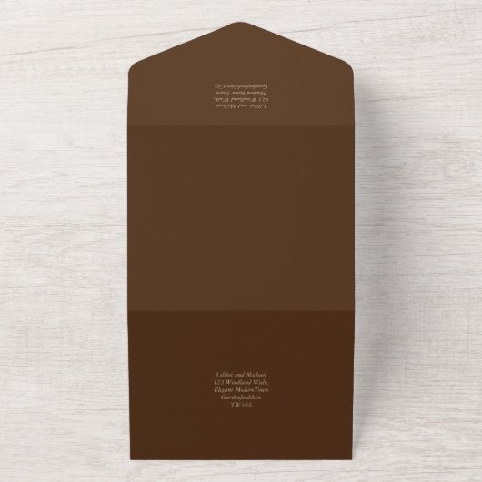 Invitation Tout En Un Mariage Brown vert automne hiver (Dehors)