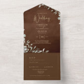 Invitation Tout En Un Mariage Brown vert automne hiver (À l'intérieur)